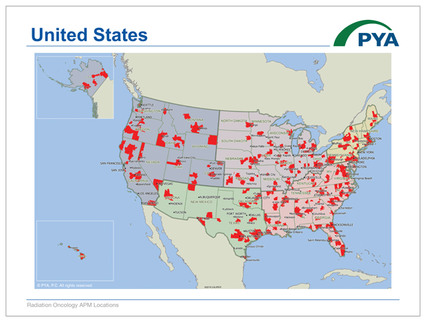 PYA Radiation Oncology APM Locations Map 2020